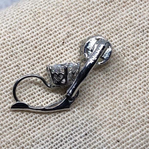 Batya Cz or Crystal dazzling sparkling classy elegant glam silver earrings. - Picture 4 of 6